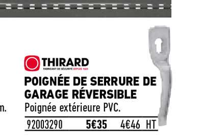 poignée de serrure de garage réversible thirard