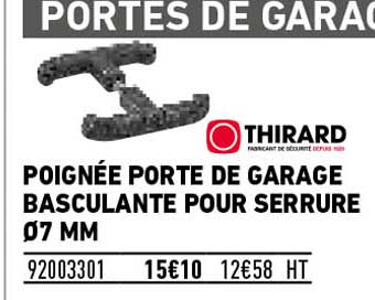 poignée porte de garage basculante pour serrure Ø 7 mm