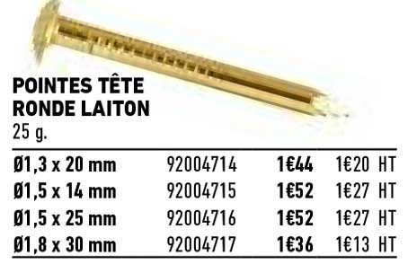 pointes tête ronde laiton