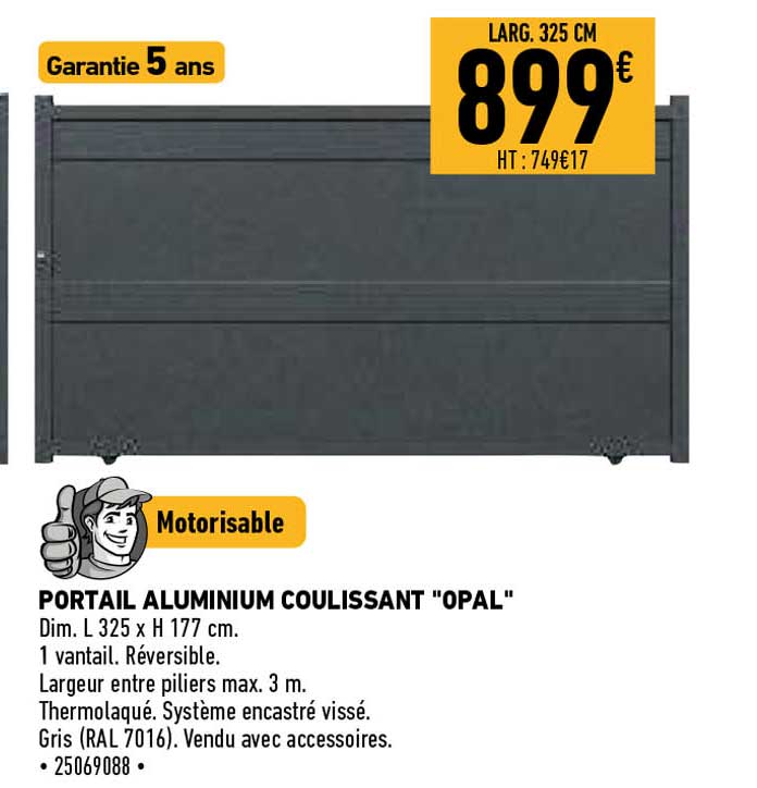 portail aluminium coulissant "opal"