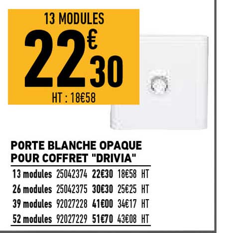 Porte Blanche Opaque Pour Coffret "drivia"