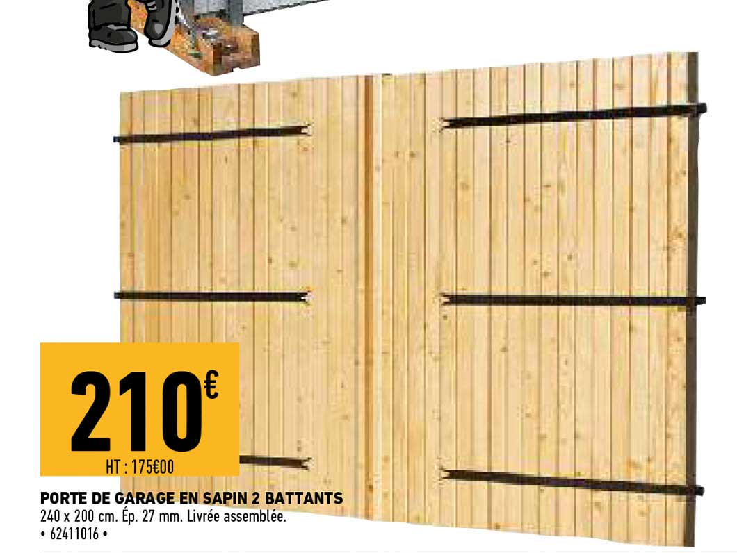 Porte De Garage En Sapin 2 Battants