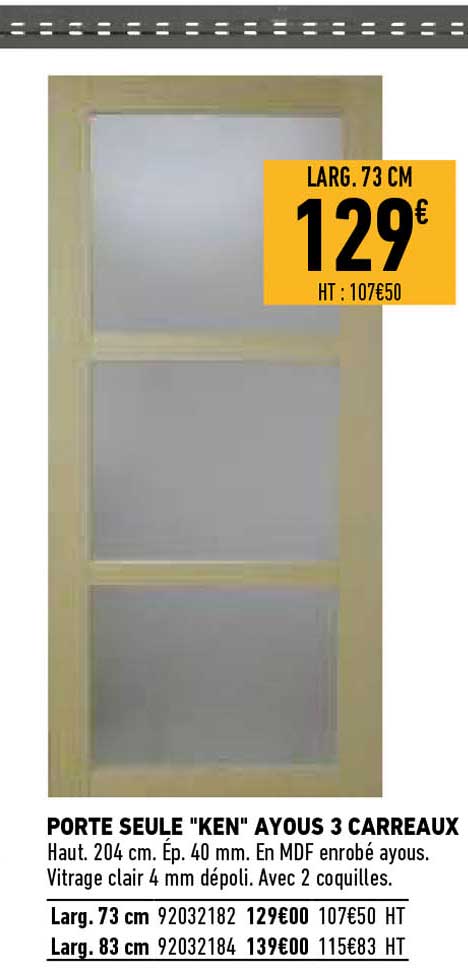 porte seule "ken" ayous 3 carreaux