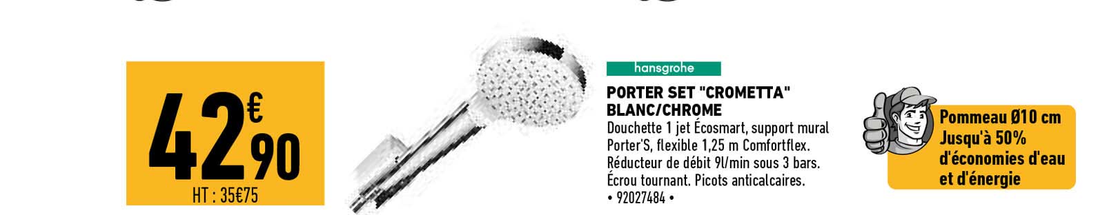 Porter Set "crometta" Blanc-chromé Hansgrohe