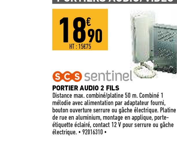 portier audio 2 fils scs sentinel