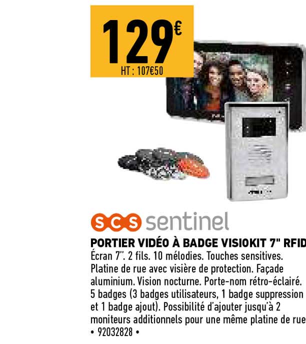 portier vidéo à badge visiokit 7"  scs sentinel