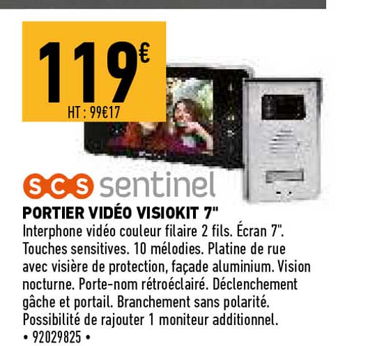 portier vidéo visiokit 7" scs sentinel