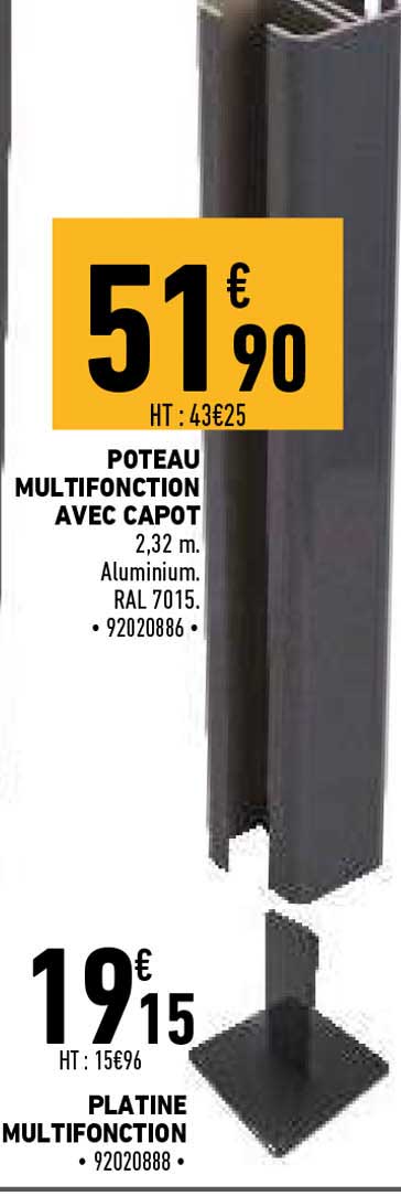 poteau multifonction avec capot, platine multifonction