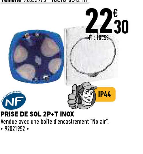 prise de sol 2p+t inox