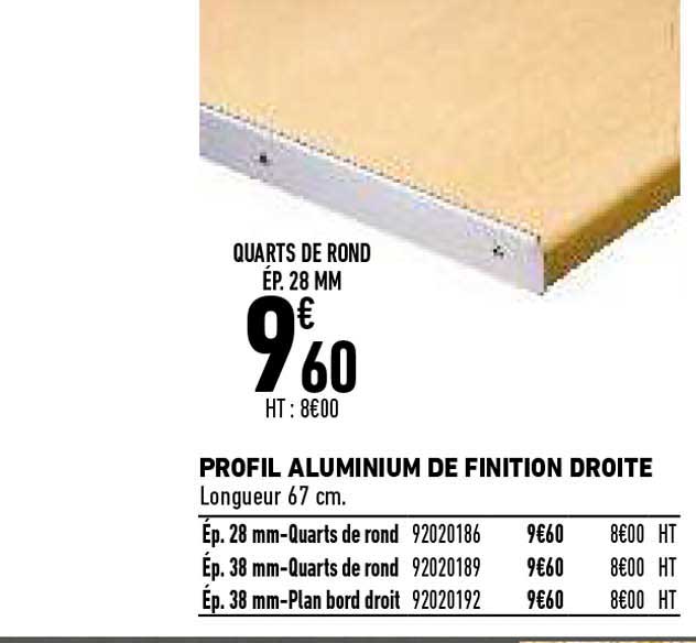 profil aluminium de finition droite
