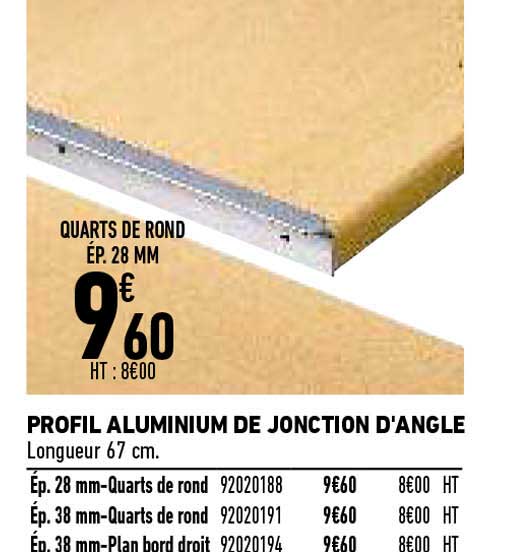 profil aluminium de jonction d'angle
