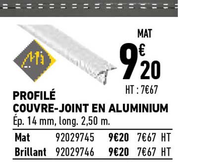 profilé couvre-joint en aluminium