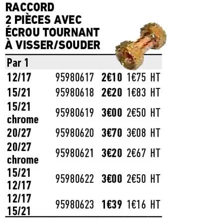 raccord 2 pièces avec écrou tournant à visser - souder