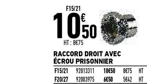 raccord droit avec écrou prisonnier