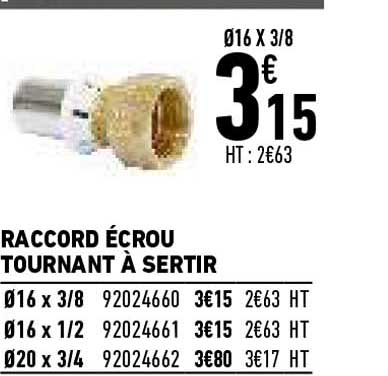 Raccord écrou Tournant à Sertir