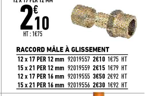 raccord mâle à glissement
