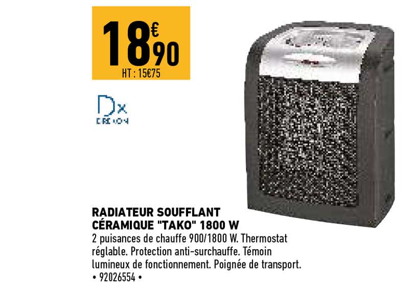 Radiateur Soufflant Céramique "tako" 1800w