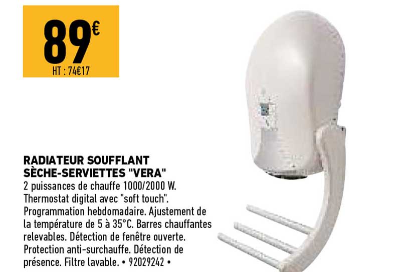 radiateur soufflant sèche-serviettes vera