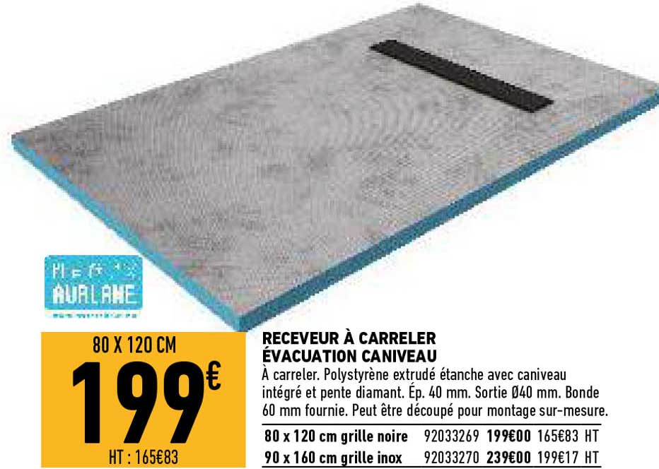 receveur à carreler évacuation caniveau