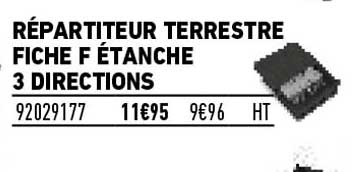 répartiteur terrestre fiche f étanche 3 directions
