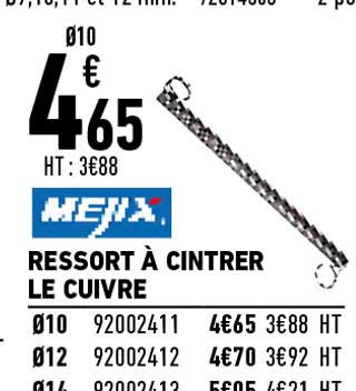 ressort à cintrer le cuivre