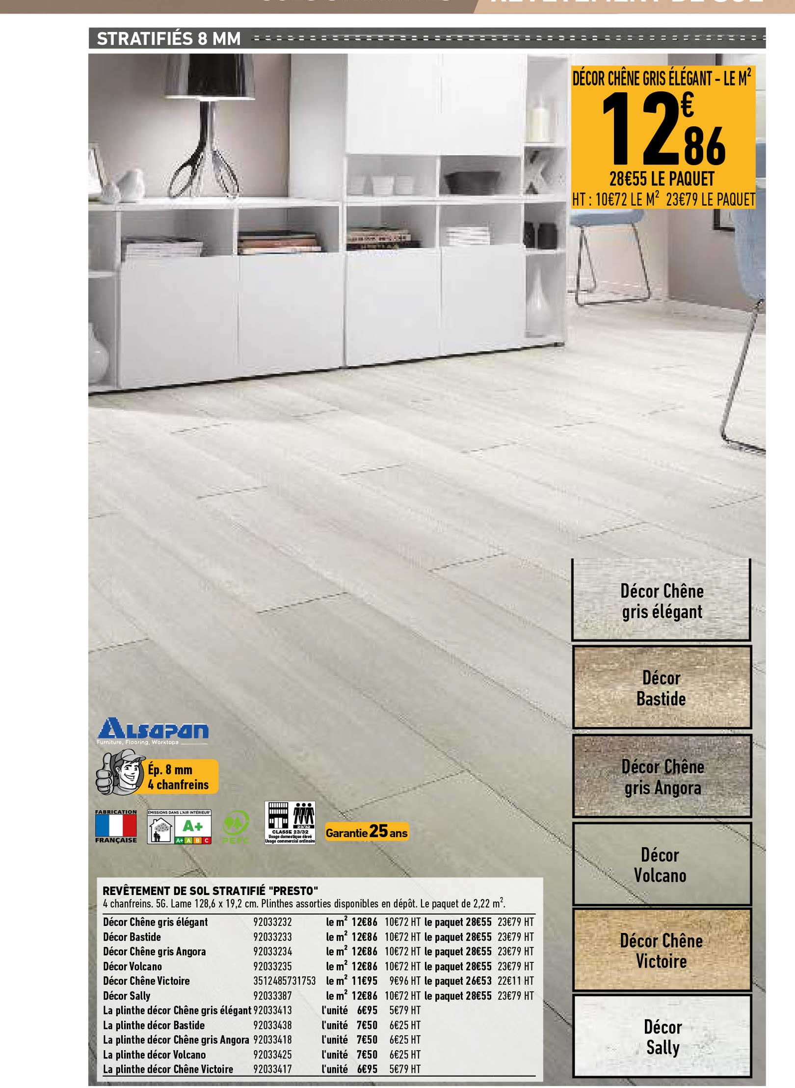 revetement de sol stratifie "presto" alsapan