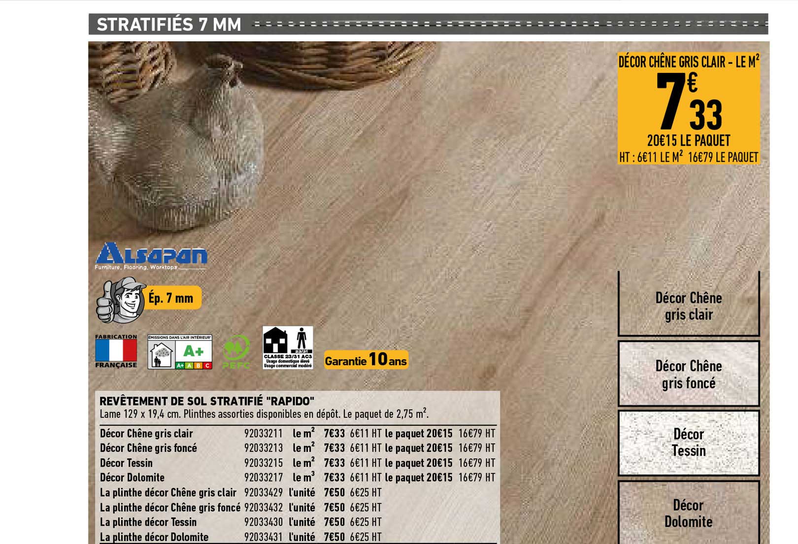 revêtement de sol stratifié "rapido"