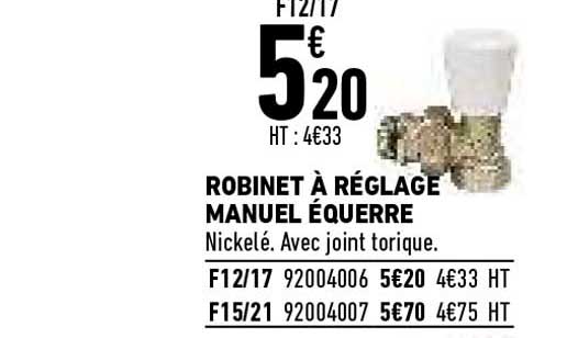 robinet à réglage manuel équerre