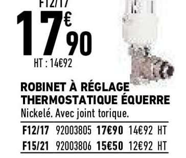 robinet à réglage thermostatique équerre