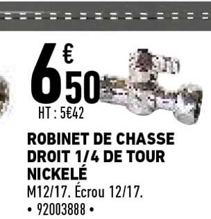 robinet de chasse droit 1-4 de tour nickelé