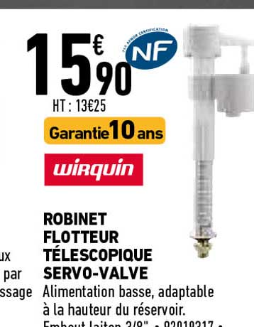 robinet flotteur télescopique servo-valve