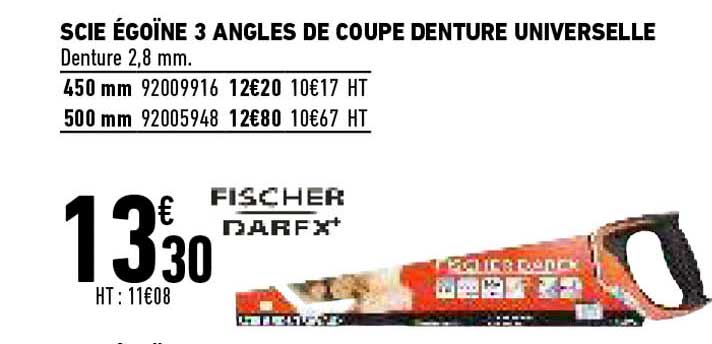 scie égoïne 3 angles de coupe denture universelle