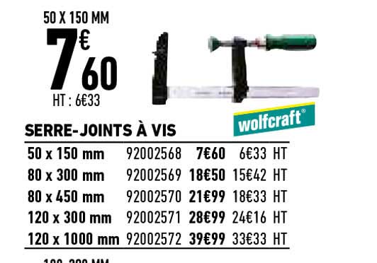 serre-joints à vis wolfcraft
