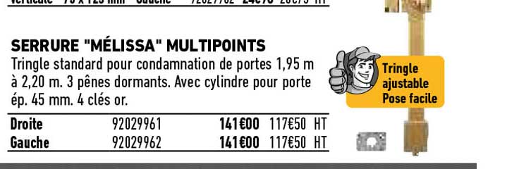 serrure "mélissa" multipoints