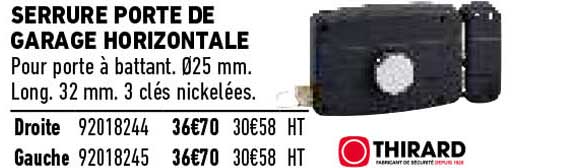 serrure porte de garage horizontale thirard