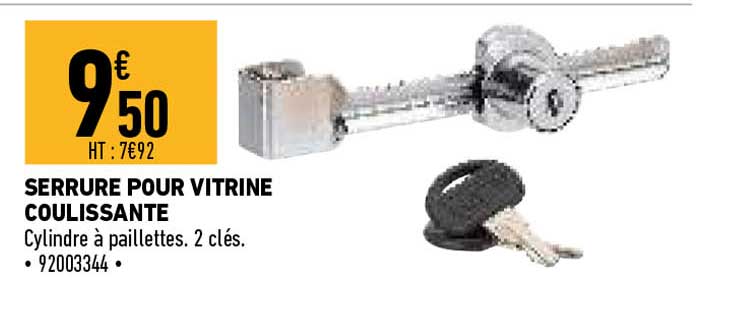 serrure pour vitrine coulissante