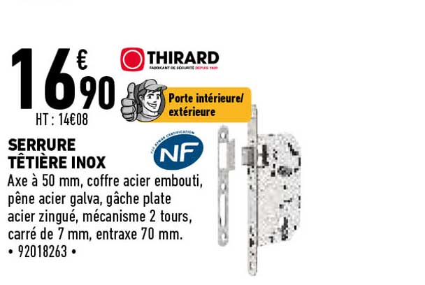 serrure têtière inox thirard