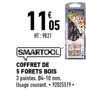smartool coffret de 5 forets bois
