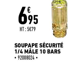 soupape securite 1-4 male 10 bars