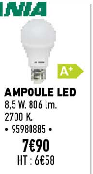 sylvania ampoule led 8,5 w 806 lm 2700 k