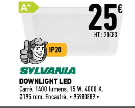 sylvania downlight led carré