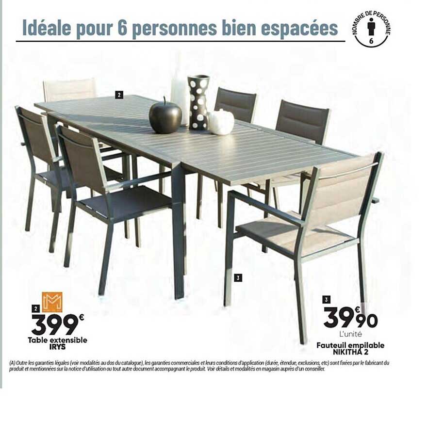 table extensible irys fauteuil empilable nikitha 2