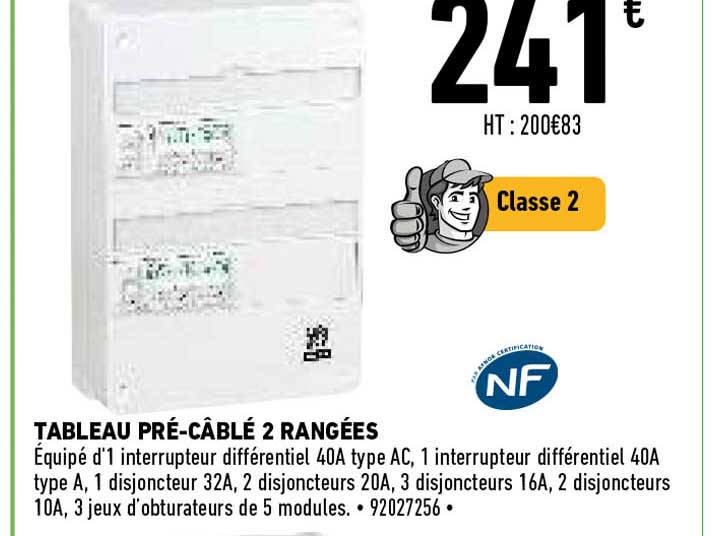 tableau pré-câblé 2 rangées