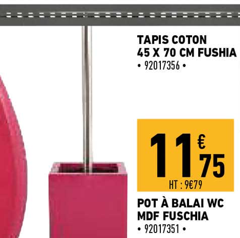 tapis coton 45 x 70 cm fushia, pot à balai wc mdf fuschia