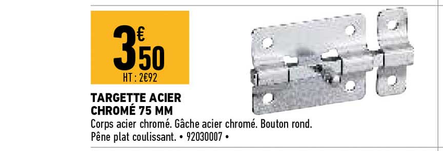 targette acier chromé 75 mm