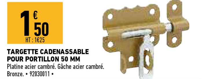 targette cadenassable pour portillon 50 mm