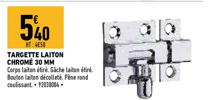 targette laiton chromé 30 mm