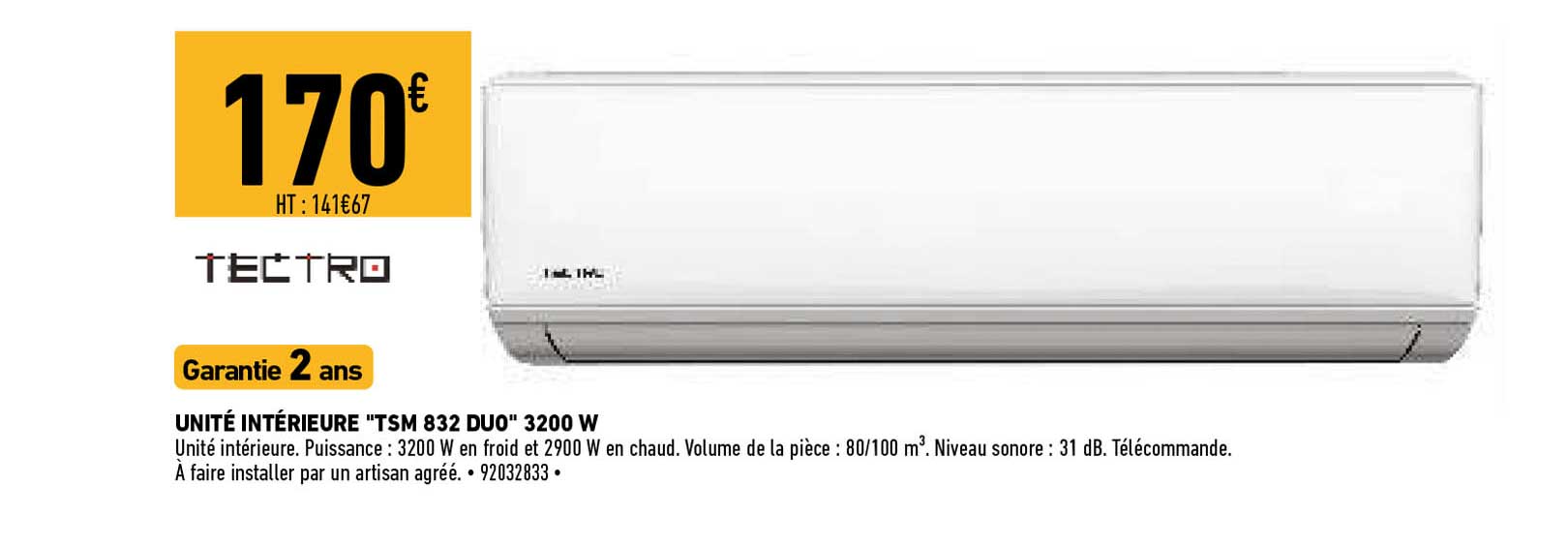 tectro unité intérieur "tsm 832 duo" 3200w
