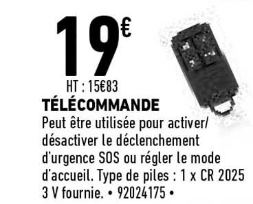 télécommande pour être utilisée pour activer désactiver le déclenchement d'urgence sos ou régler le mode d’accueil