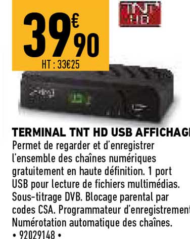 terminal tnt hd usb affichage